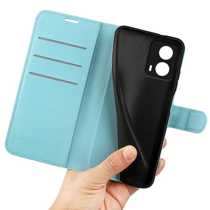 Bild 4, Motorola Moto G04 4G/G24 4G Fodral Litchi Läder Ljus Blå