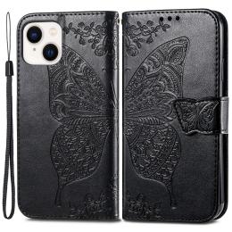 iPhone 15 Plus Fodral Med Fjäril Tryck Svart