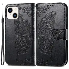 iPhone 15 Plus Fodral Med Fj&auml;ril Tryck Svart
