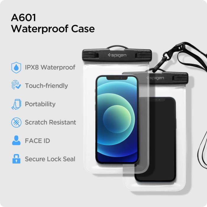 Bild 5, Spigen 2-PACK Universal Vattentät Påse / Mobilväska Transparent