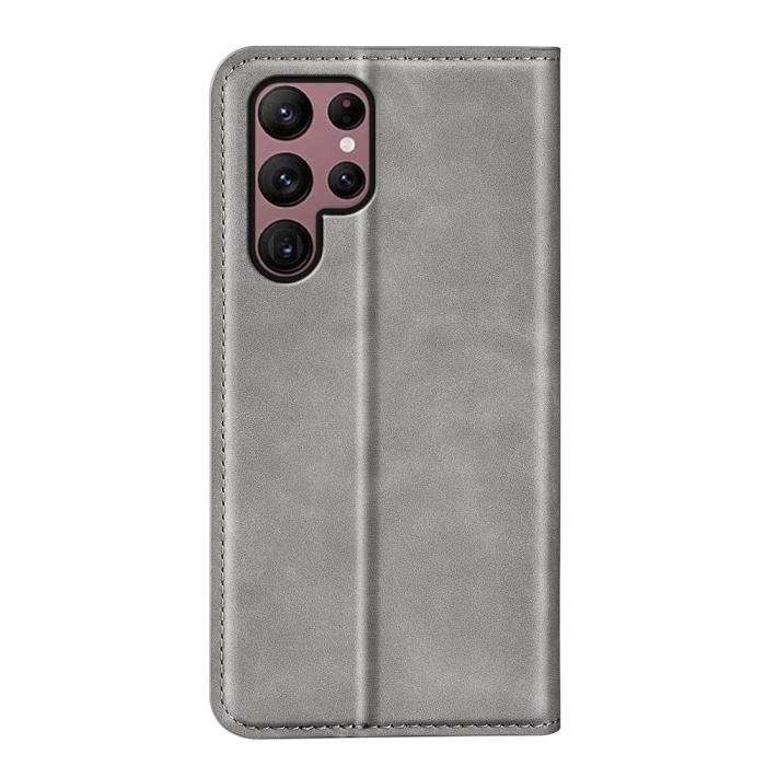 Bild 6, Samsung Galaxy S23 Ultra Fodral Flip Skin Touch Grå
