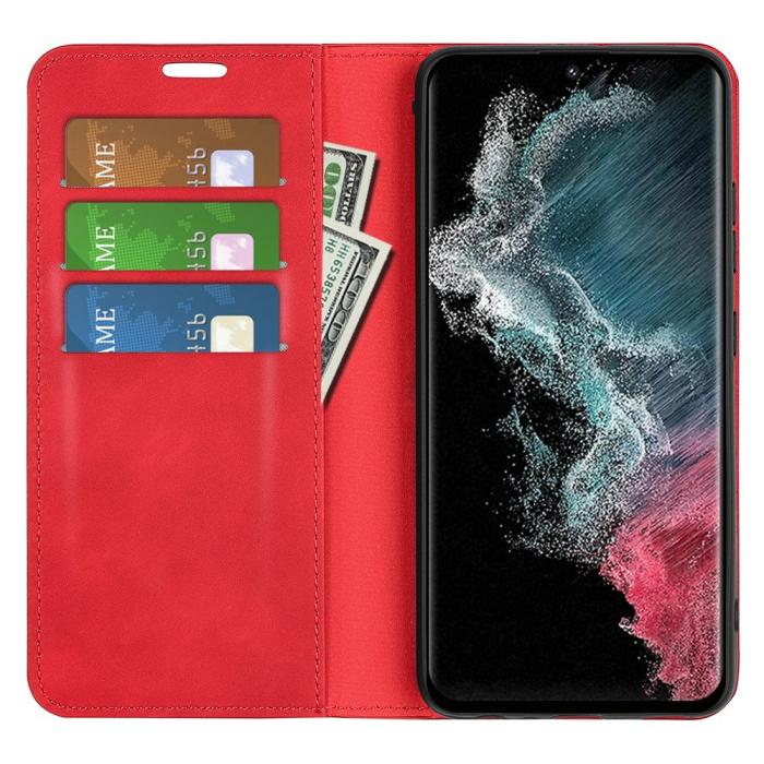 Bild 2, Samsung Galaxy S23 Ultra Fodral Flip Skin Touch Röd