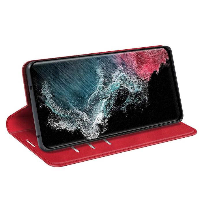 Bild 3, Samsung Galaxy S23 Ultra Fodral Flip Skin Touch Röd