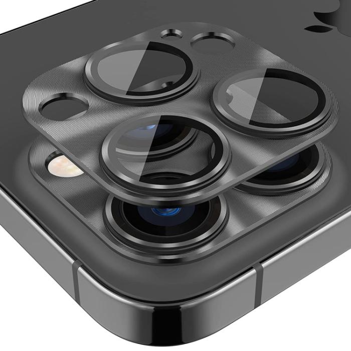 Bild 1, ENKAY iPhone 15 Pro / 15 Pro Max Linsskydd Aluminium Härdat Glas