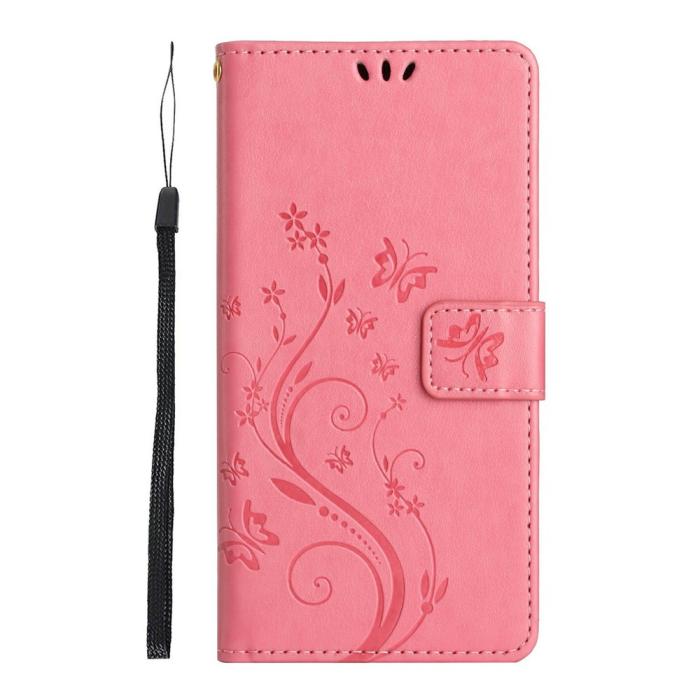 Bild 5, Samsung Galaxy A27 5G Fodral Blommor/Fjärilar Rosa