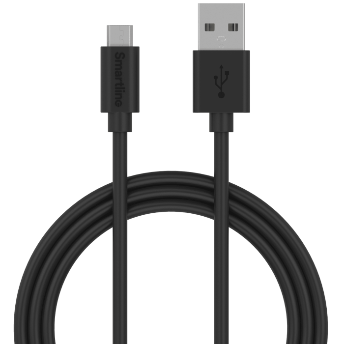 Bild 1, Smartline 2m Micro USB Laddningskabel Svart