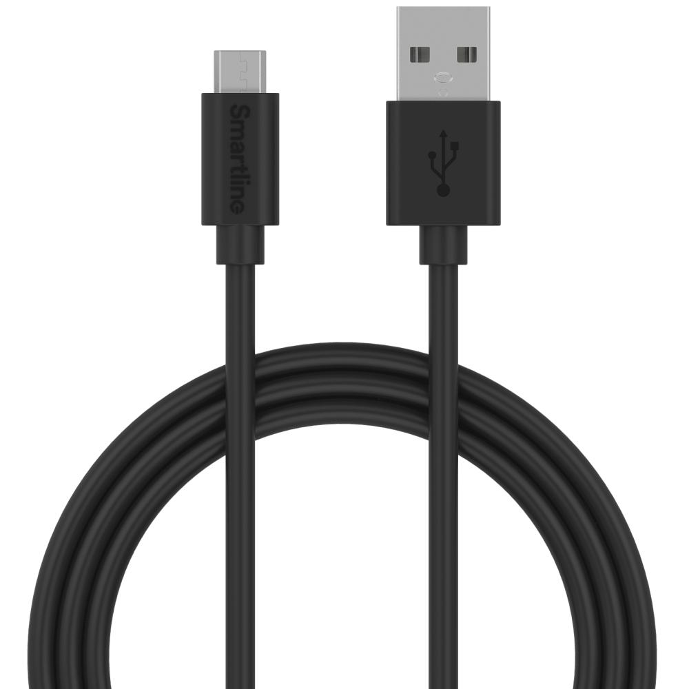 Smartline 2m Micro USB Laddningskabel Svart