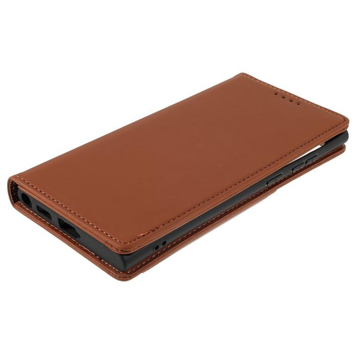 Bild 4, Samsung Galaxy S22 Ultra Fodral Flip Läder Med Kortfack Brun