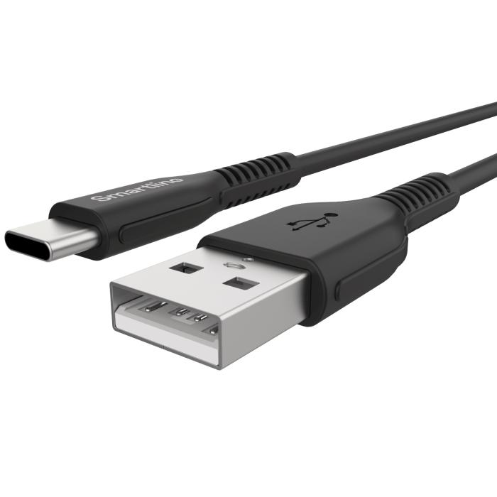 Bild 2, Smartline 2m 3A USB-C Nylon Laddningskabel Svart