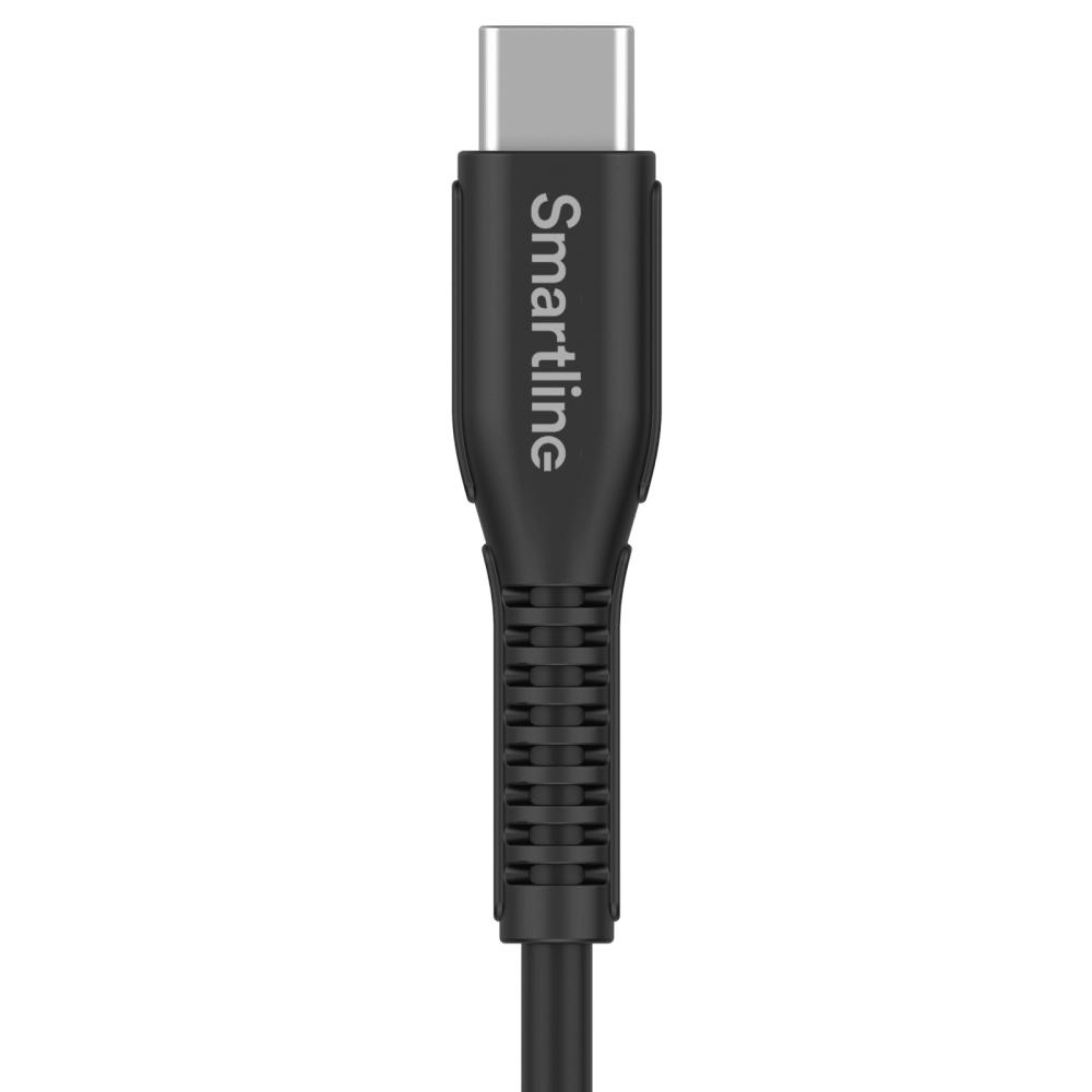 Smartline 2m 3A USB-C Nylon Laddningskabel Svart