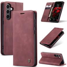 CASEME Galaxy S25 Fodral Flip Retro L&auml;der R&ouml;d
