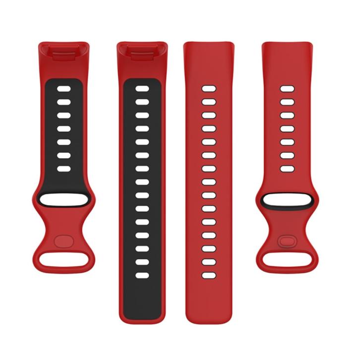 Bild 5, Fitbit Charge 6 / 5 Armband Silikon Tvåfärgat Röd/Svart