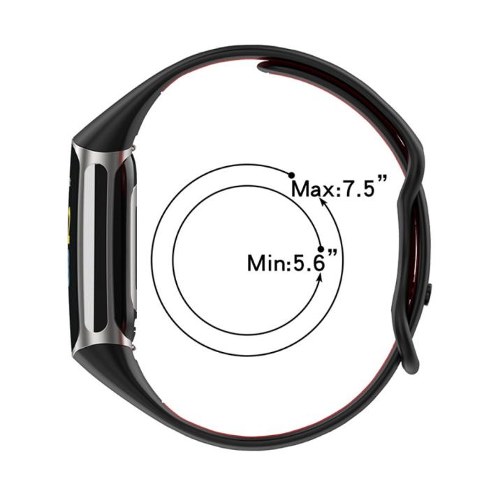 Bild 6, Fitbit Charge 6 / 5 Armband Silikon Tvåfärgat Röd/Svart