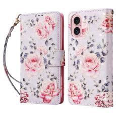 iPhone 17 Fodral RFID L&auml;der Rosa Blommor