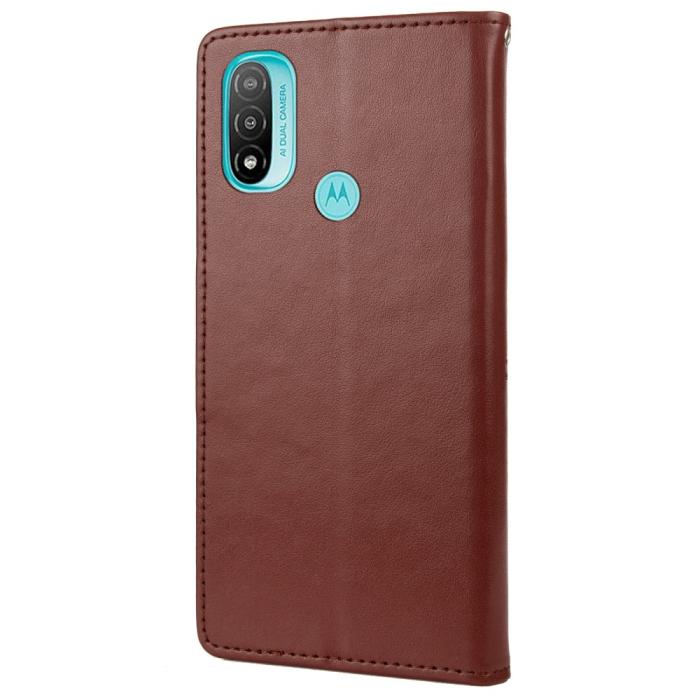 Bild 3, Motorola Moto E20 / E40 Fodral Tryckt Fjäril Textur Brun