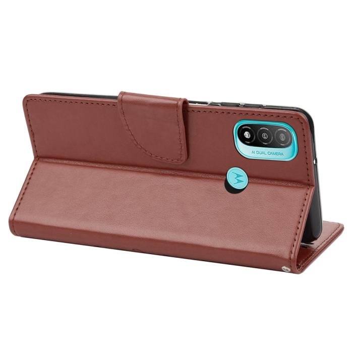Bild 5, Motorola Moto E20 / E40 Fodral Tryckt Fjäril Textur Brun