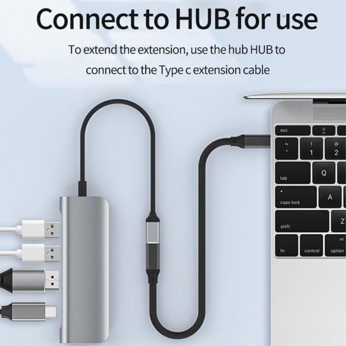 Bild 5, 3m USB-C Förlängningskabel PD 100W 5A Kabel Svart