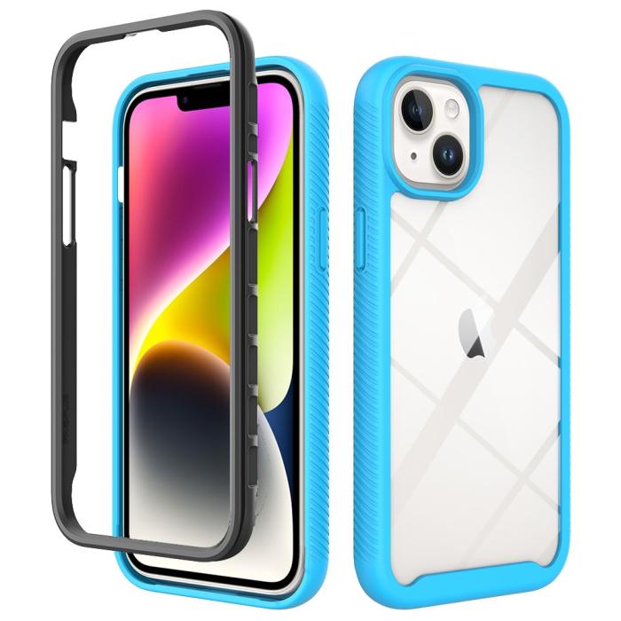 Bild 1, iPhone 15 Plus Skal Shockproof Med Frontram Ljus Blå
