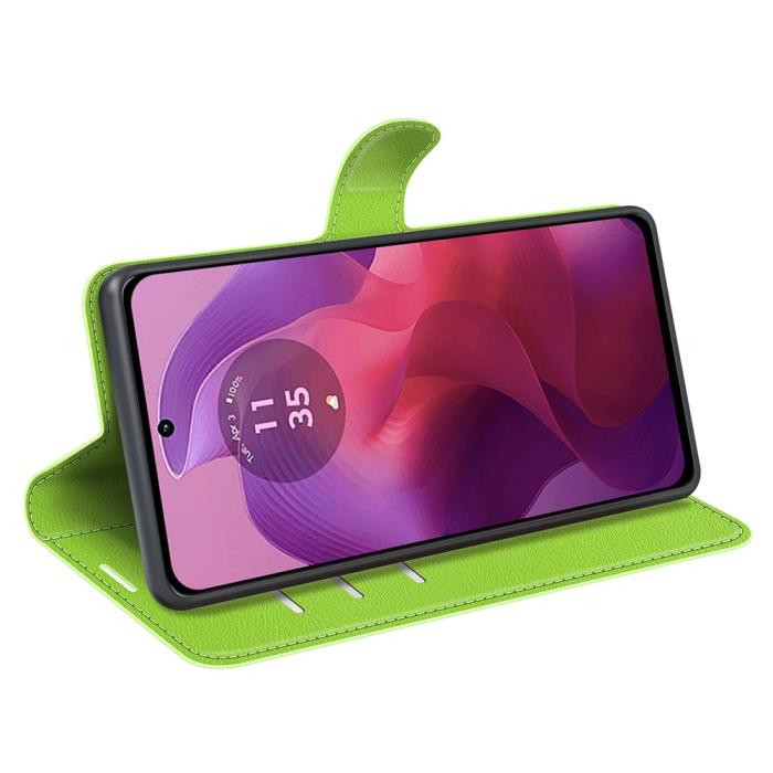 Bild 3, Motorola Moto G04 4G/G24 4G Fodral Litchi Läder Grön