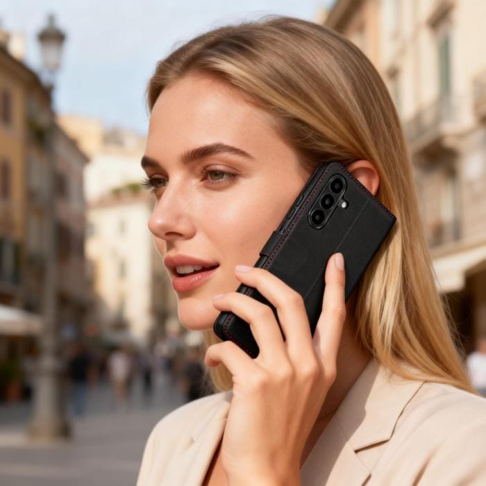 Bild 4, Tech-Protect Galaxy A57 5G Fodral Läder Svart / Röd