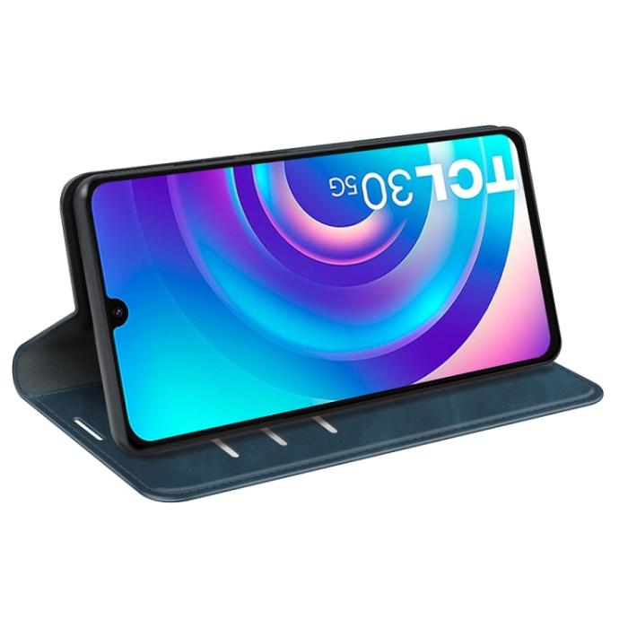 Bild 6, TCL 30+ (2022) Fodral Retro Flip Läder Blå