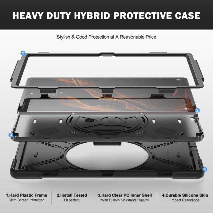 Bild 6, Galaxy Tab S8 Ultra Skal X-Shape Shockproof Kickstand