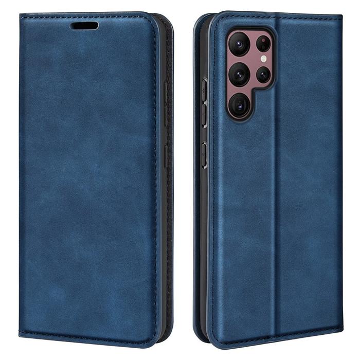Bild 1, Samsung Galaxy S23 Ultra Fodral Flip Skin Touch Blå
