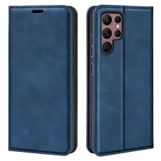 Samsung Galaxy S23 Ultra Fodral Flip Skin Touch Blå