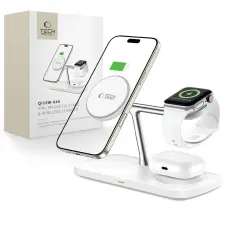 Tech-Protect 3in1 15W Tr&aring;dl&ouml;s Magnetisk MagSafe Laddare Vit