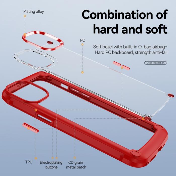 Bild 3, iPhone 15 Plus Skal Shockproof Hybrid Armor Röd