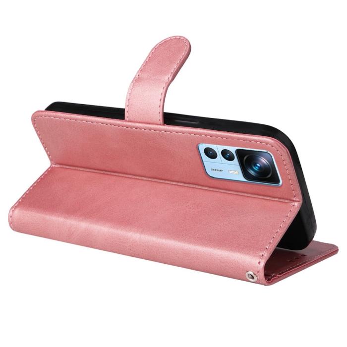 Bild 4, Xiaomi 12T / 12T Pro Fodral Läder Roséguld