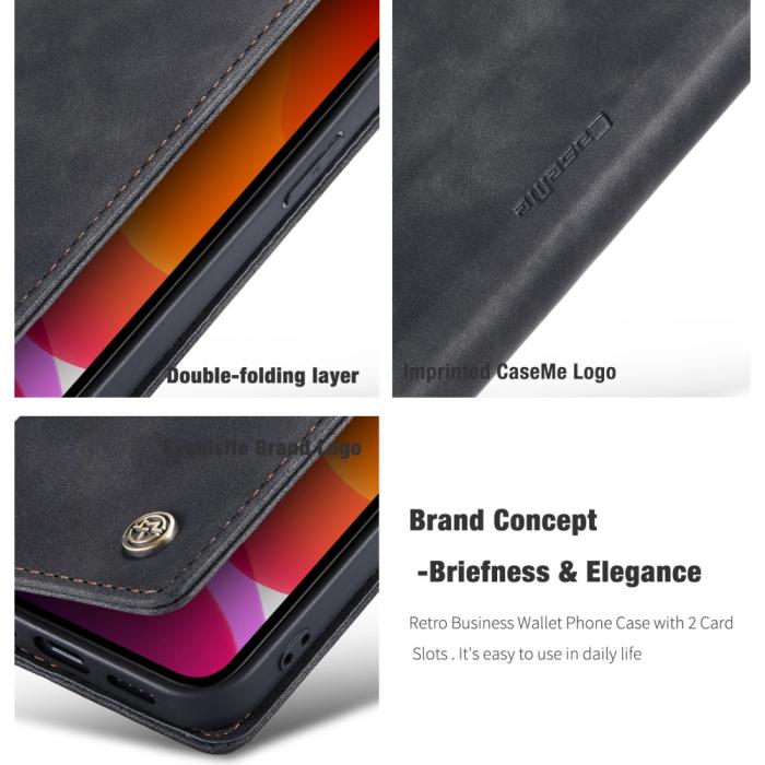 Bild 4, iPhone 12 / 12 Pro - CASEME Vintage Fodral - Svart