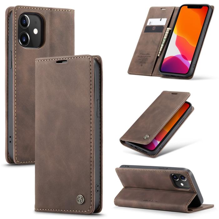 Bild 1, iPhone 12 / 12 Pro - CASEME Vintage Fodral - Brun