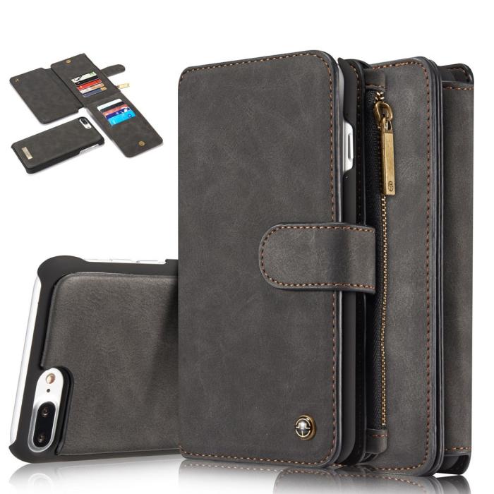 Bild 1, iPhone 7/8 Plus - CASEME 2-i-1 Multifunktionellt Plånboksfodral - Svart