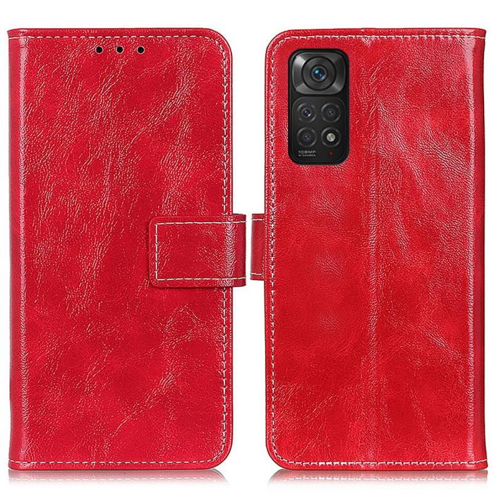 Bild 1, Xiaomi Redmi Note 11 4G Fodral Crazy Horse Röd