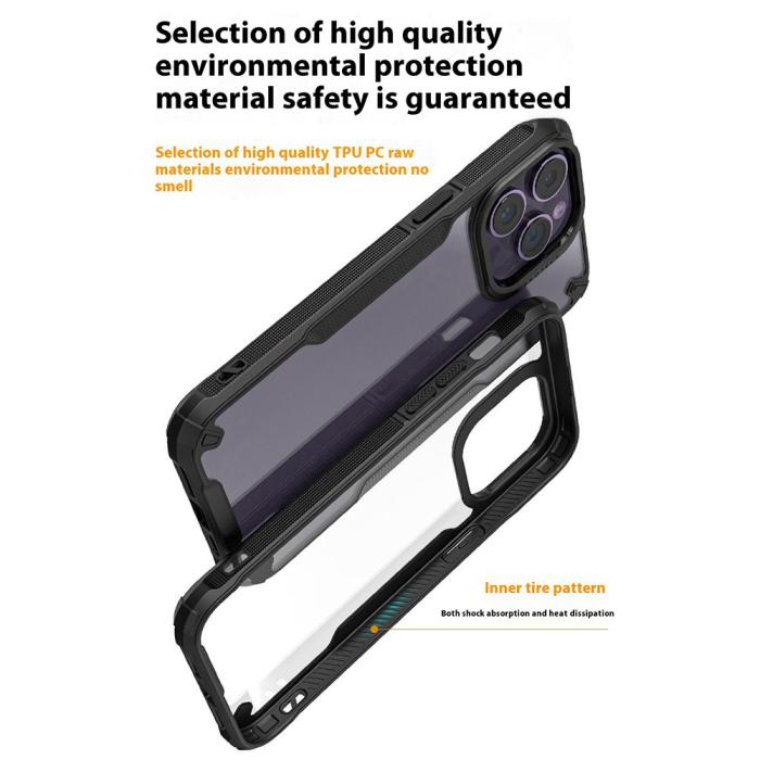 Bild 2, iPhone 16 Pro Skal Hybrid Transparent / Svart