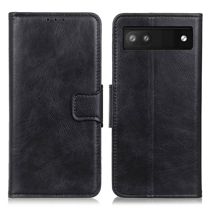Bild 1, Google Pixel 6A Fodral Crazy Horse Läder Svart