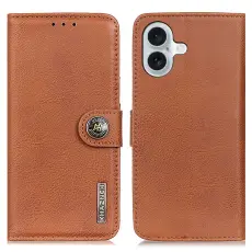 KHAZNEH iPhone 16 Plus Fodral L&auml;der Brun
