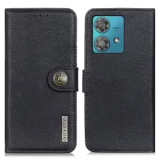 KHAZNEH Motorola Edge 40 Neo 5G Fodral L&auml;der Svart