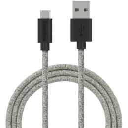 Smartline 2m 3A USB-C Fuzzy Laddningskabel Grå