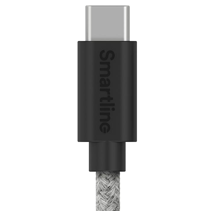 Bild 3, Smartline 2m 3A USB-C Fuzzy Laddningskabel Grå