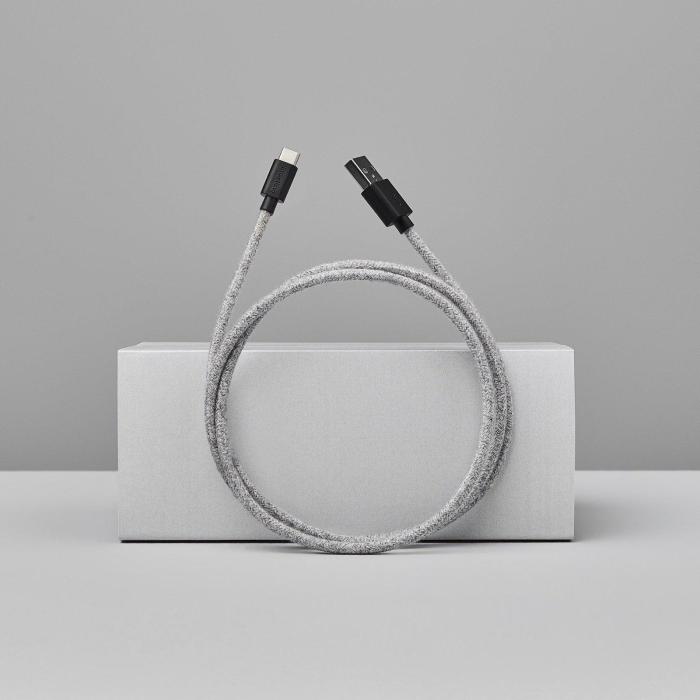 Bild 4, Smartline 2m 3A USB-C Fuzzy Laddningskabel Grå