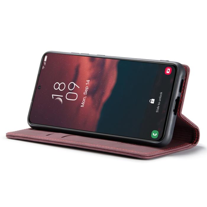 Bild 3, CASEME Galaxy S24 Fodral Flip Retro Läder Röd