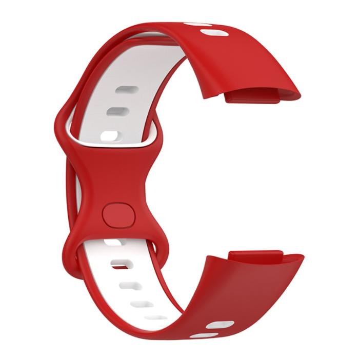 Bild 3, Fitbit Charge 6 / 5 Armband Silikon Tvåfärgat Röd/Vit
