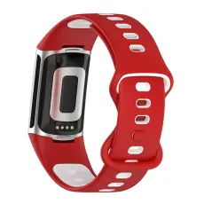 Fitbit Charge 6 / 5 Armband Silikon Tvåfärgat Röd/Vit