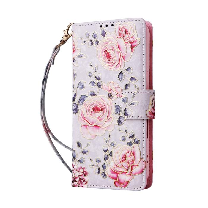 Bild 5, iPhone 17 Fodral RFID Läder Rosa Blommor