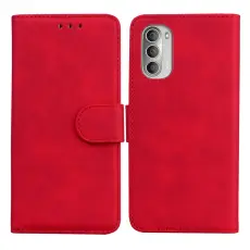 Motorola Moto G51 Fodral Skin Touch Läder Röd