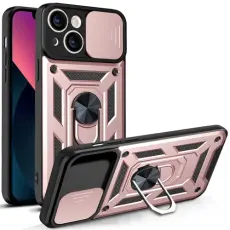 iPhone 14 Skal Armor Hybrid Ring CamShield Ros&eacute;guld