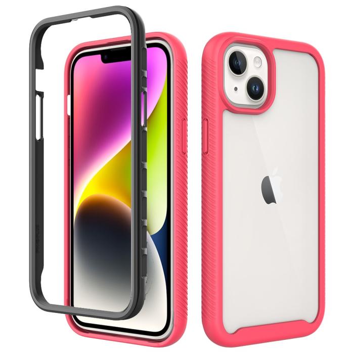 Bild 1, iPhone 15 Plus Skal Shockproof Med Frontram Rosaröd