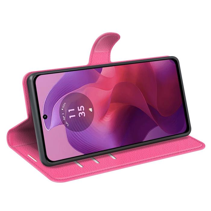 Bild 3, Motorola Moto G04 4G/G24 4G Fodral Litchi Läder Rosa